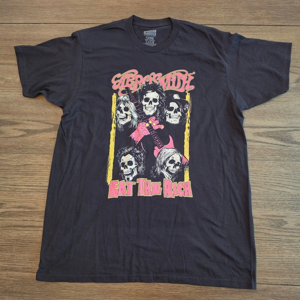 Aerosmith Eat The Rich Graphic T-Shirt XL Black Licensed Rock